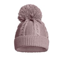 EH802-DP: Dusty Pink Eco Cable Knit Hat w/Pom Pom (12-24M)